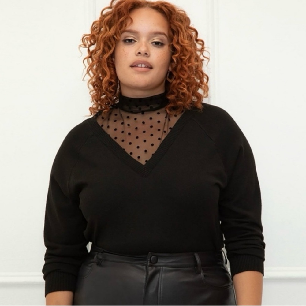 Eloquii.  NWT. Size 18/20. Pretty sweater/ top with mesh illusion neckline